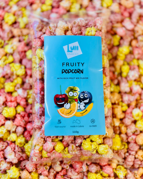 Fruity popcorn with colorful flavour mix