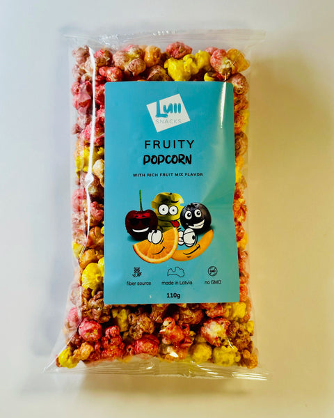 Fruity popcorn with colorful flavour mix